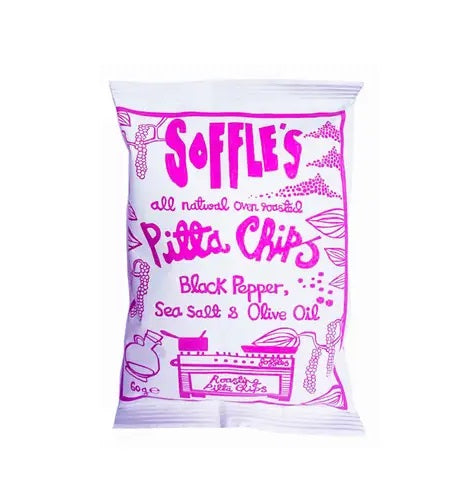 Pitta Chips | Black Pepper, Sea Salt & Olive Oil 60g  Soffle's